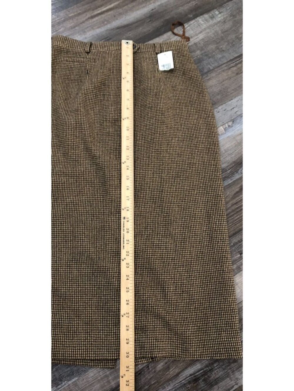 Vintage Lauren Ralph Lauren Size 10 Brown Hounds Tooth Wool Pencil Skirt New w T - Picture 6 of 8